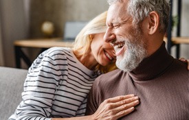 a couple in Petaluma smiling and laughing