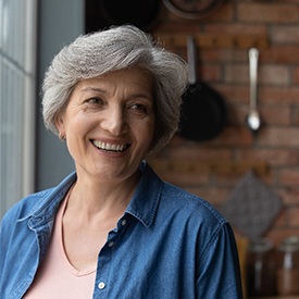 Woman smiling with dentures