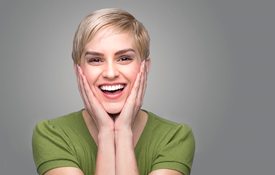 Woman smiling with veneers in Petaluma