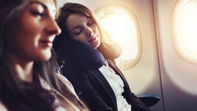 Woman on plane