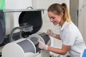 dental technician crafting CEREC crowns