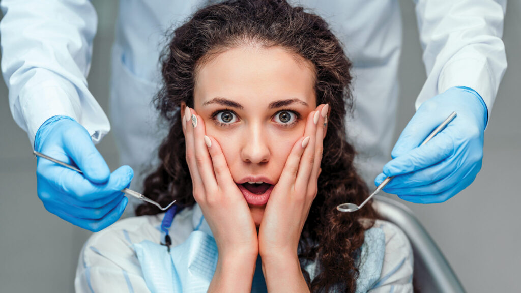 patient with anxious facial expression 