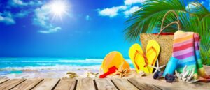 Summer beach setting and accessories. 